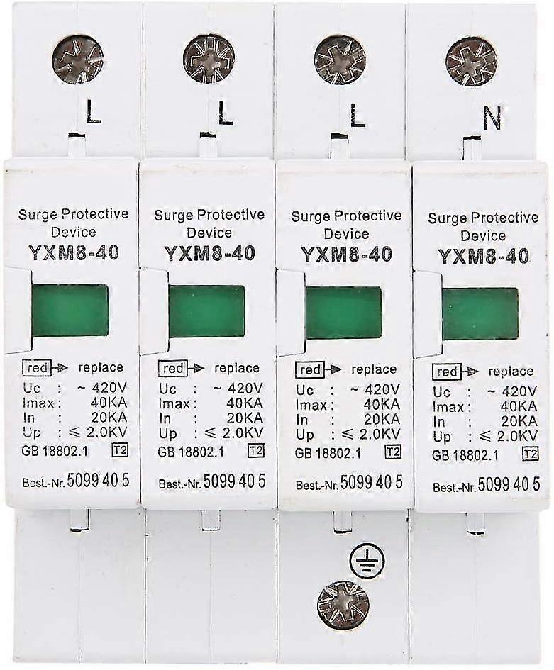 Surge Protector, 4p 40ka House Surge Din Rail Low-arrester Device For Lightning Protection - q36/YY