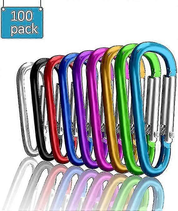 Locking Carabiner Spring Clip Hook Keychain D Buckle Bag 100 Pieces Color Random