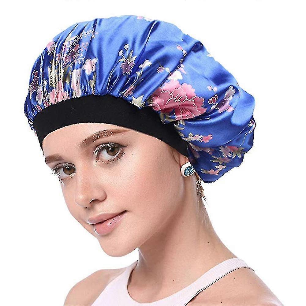 Satin Bonnet Double Couche Sleep Cap Impression Bonnet Large Bande Élastique