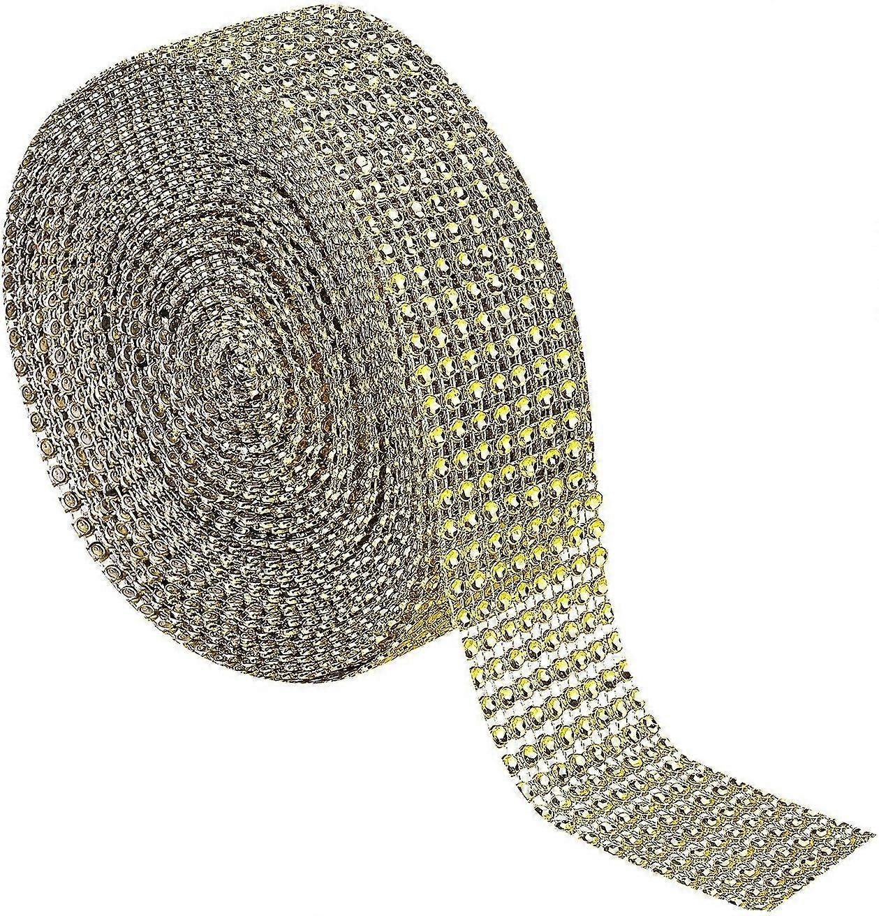 4 Row 10 Yard Acrylic Rhinestone Dismond Ribbon Roll, Sparkling Diamond Mesh Wrap Roll
