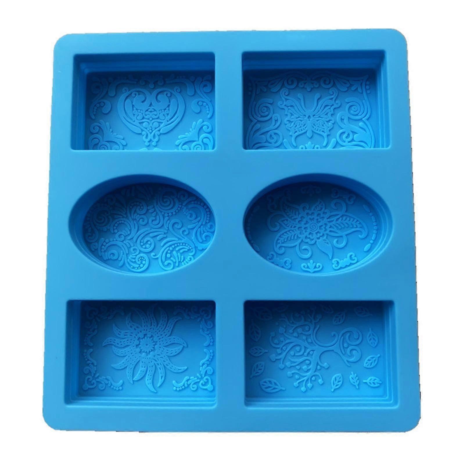 6-cavity Waterproof Rectangle Oval Silicone Handmade Diy Soap Making Craft Mold(1pcs-blue)