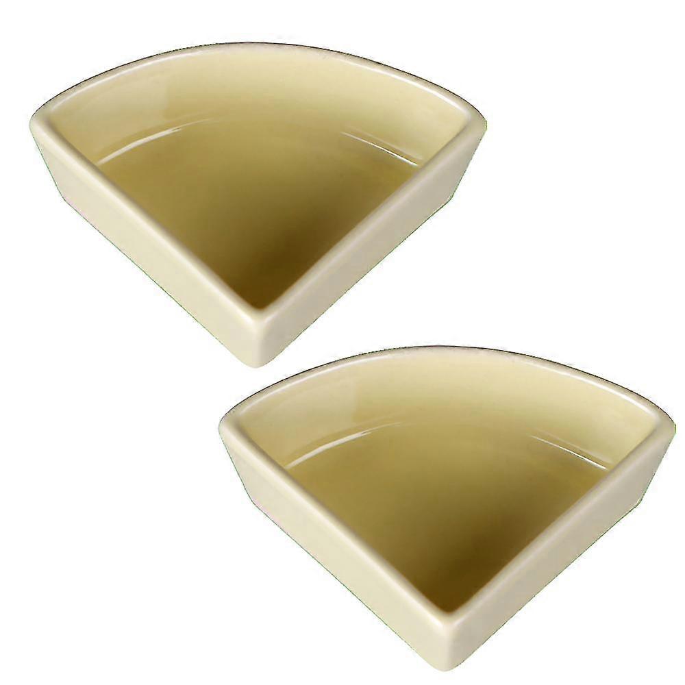 2pcs Ceramic Triangle Hamster Food Basin Anti-turn Anti-bite