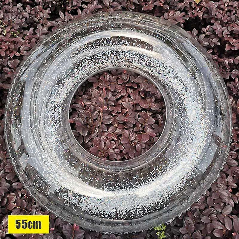 Tubo di nuoto gonfiabile trasparente Glitter Raft Round Swim Ring per piscina estiva Nuovo 3 55cm