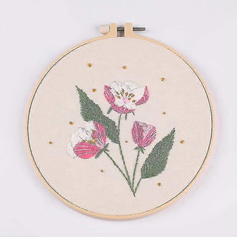Diy Fl Pattern Embroidery Kit Circle Embroidery Stitch Kit With Pattern Nstructs For Beginners