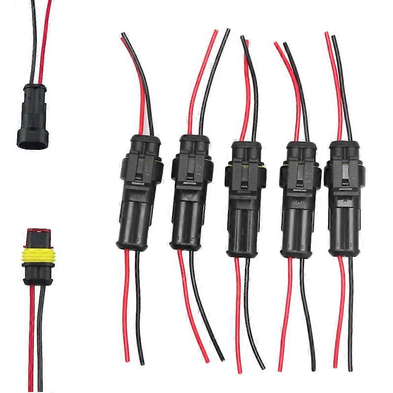 5 X 2 Pin Way Car Auto Waterproof Electrical Connector Plug Socket Wire Kit New