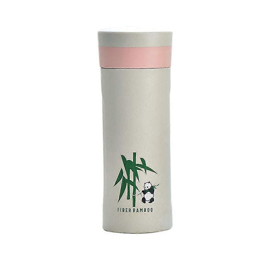 1pc Portable Bamboo Fiber Water Cup Drinking Cup With Lid Simple Shape Design For Daily Use (pink Small Size 350ml)