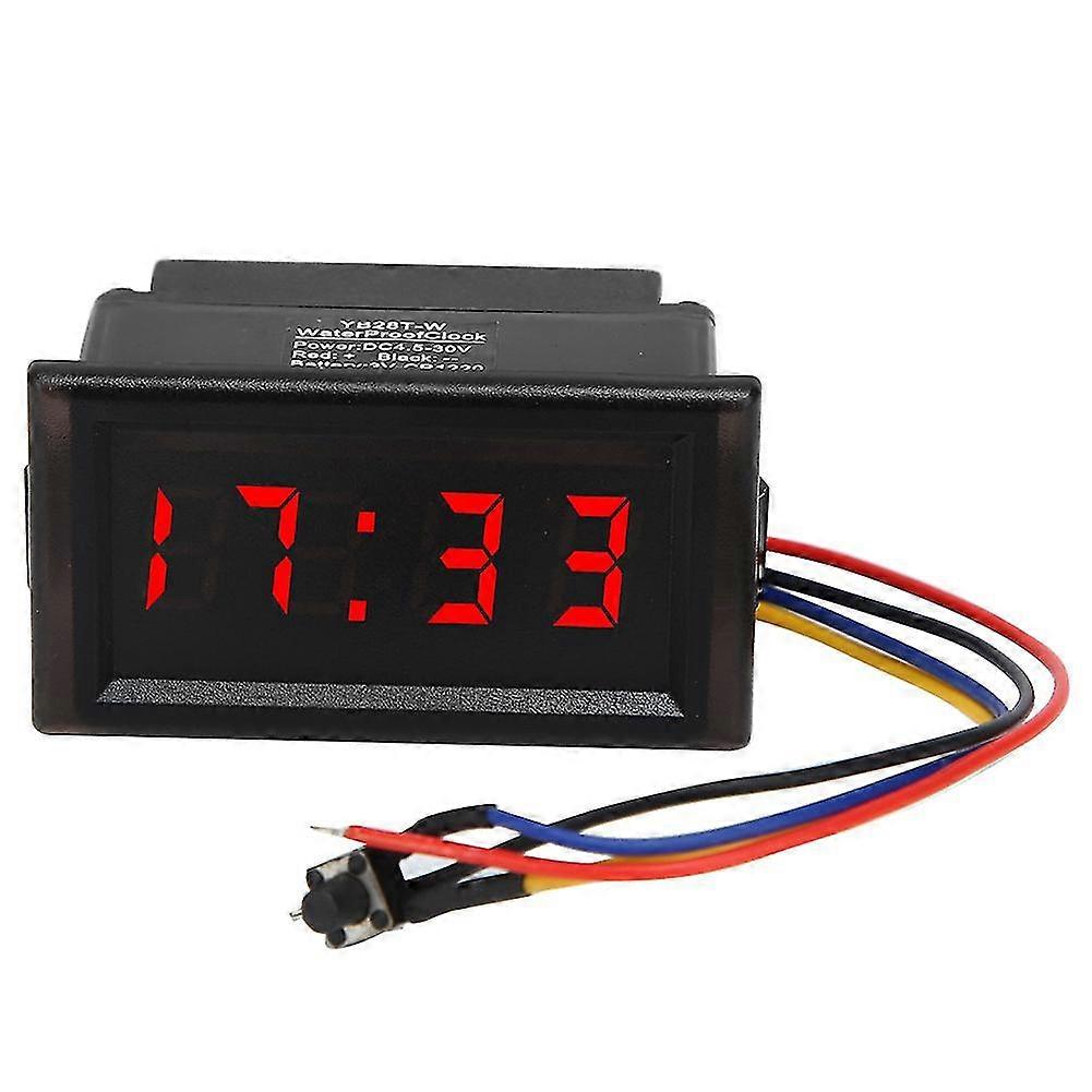 Waterproof LED Digital Car Clock - Red (DC4.5-30V)