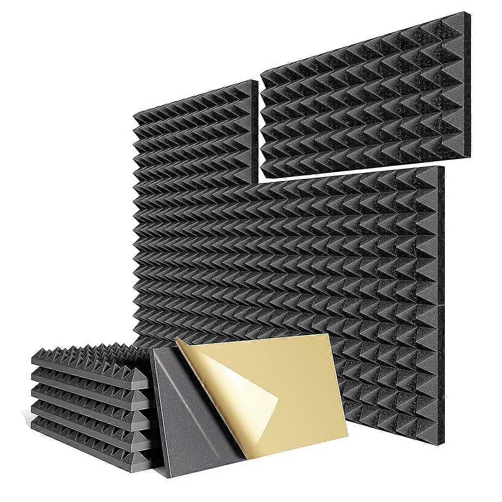 6 Pack Self-Adhesive Sound Proof Foam Panels,24Inch X 12Inch X 2Inch Acoustic Foam Panels Pyramid A
