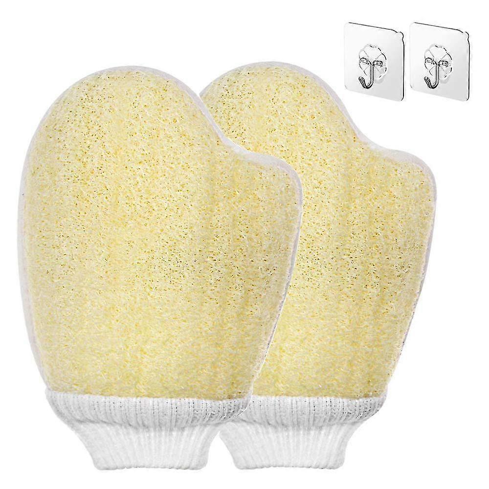 Upgraded Exfoliating Loofah Sponge Pads With Adhesive Wall Hooks Natural Luffa Body Scrubber Shower Body Glove Close Skin For Men And Women Bath Spa(h