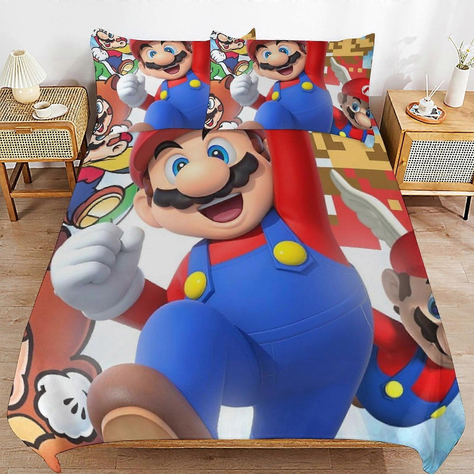 Bedding set JP128 Super Mario 3-Piece Comforter,Super Mario Bedding Set, Soft Microfiber Duvet Cover Set with Zipper Closure TH128