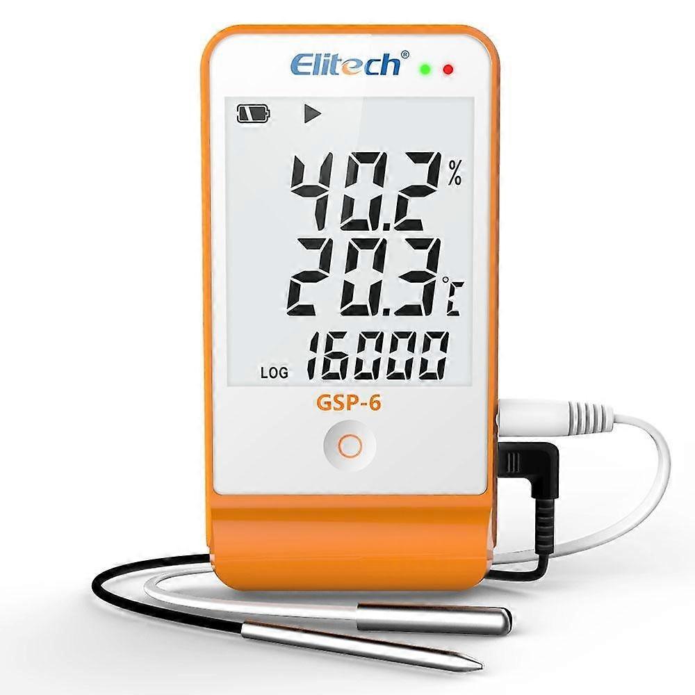 Elitech GSP-6 Temperature Humidity Data Logger Temp Recorder Vaccine Temperature Monitor 16000 Points Refrigeration Cold Chain