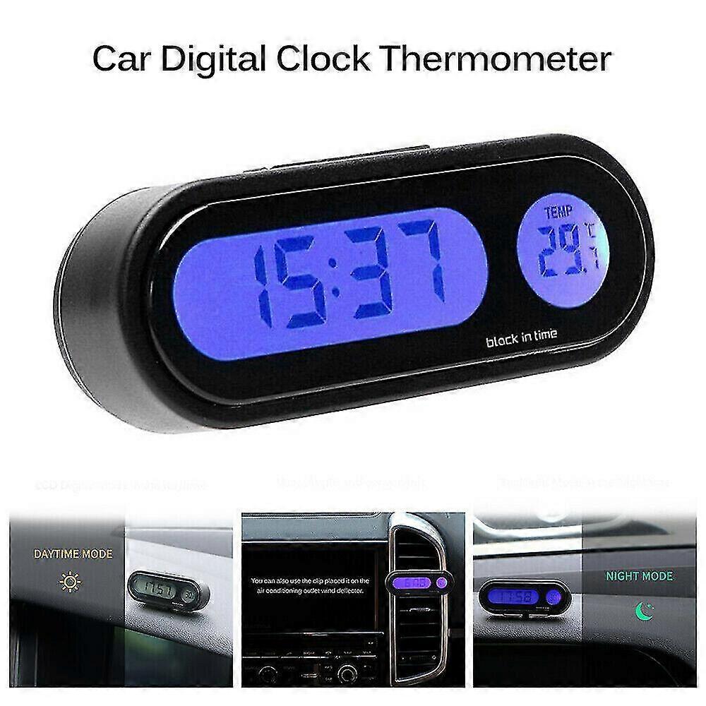 Digital LCD Table Auto Car Dashboard Desk Time Display Small Thermometer Clock