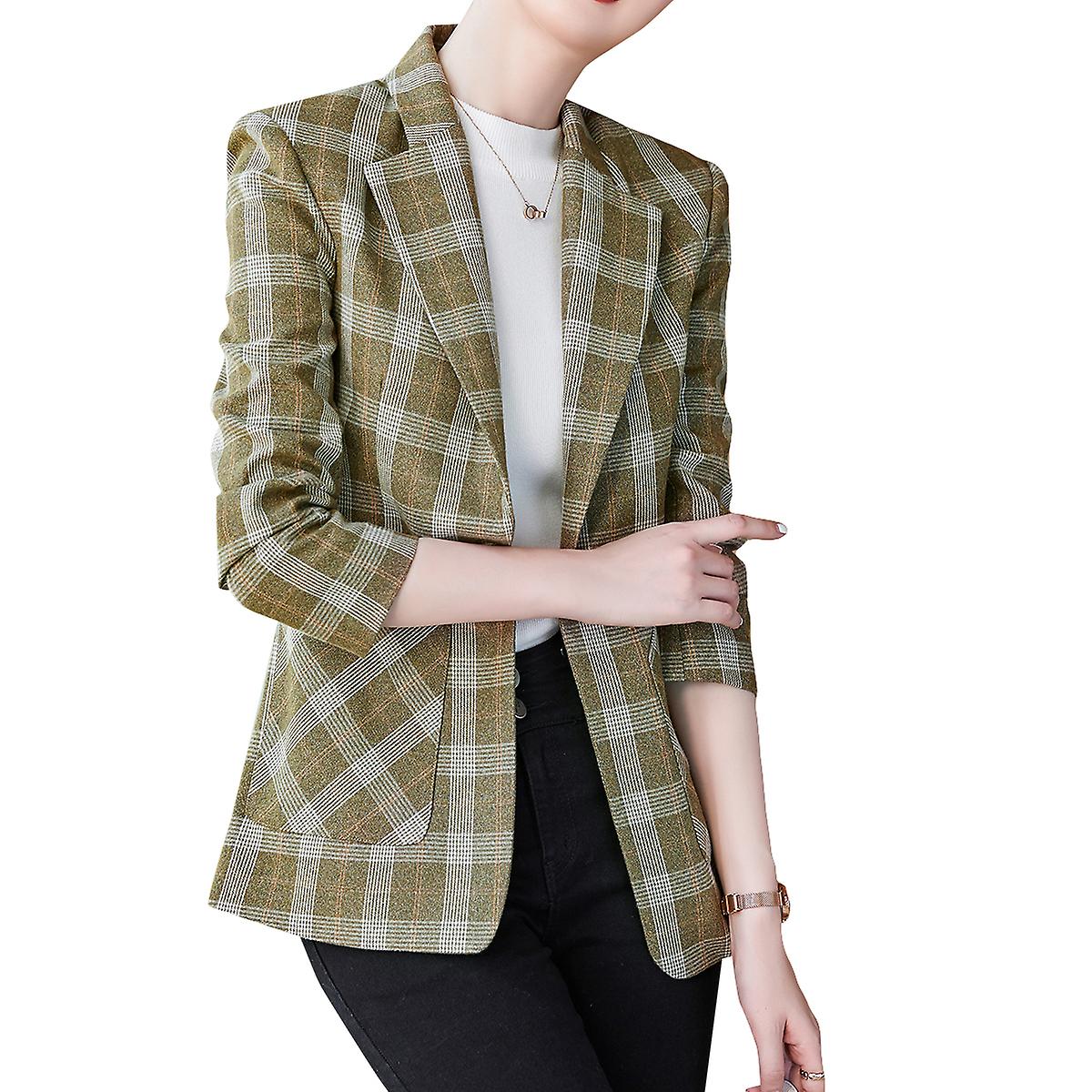 Cloudstyle Women's Casual Button Slim Fit Plaid Blazer Fruugo NO