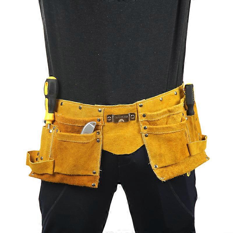 Quality leather tool belt with 11 pockets, adjustable nylon belt, Father's Day gift for handyman, carpenter, carpenter