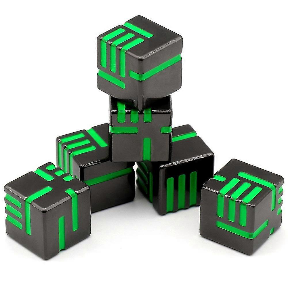 Metal Dice, 6PCS Heavy Solid Metallic Dice Set for Dungeons and Dragon Tabletop Game Green Black