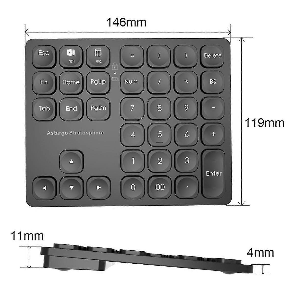 Wireless Number Pads, 36 Keys Numeric Keypad Portable Number Keyboard for Desktop, Laptop, and Tabl