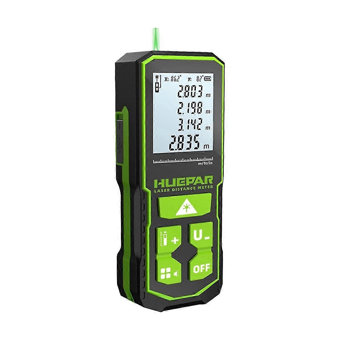 Digital Green Laser Distance Meter 100M Laser Tape Measure Rangefinder with LCD Angle Sensor Measu