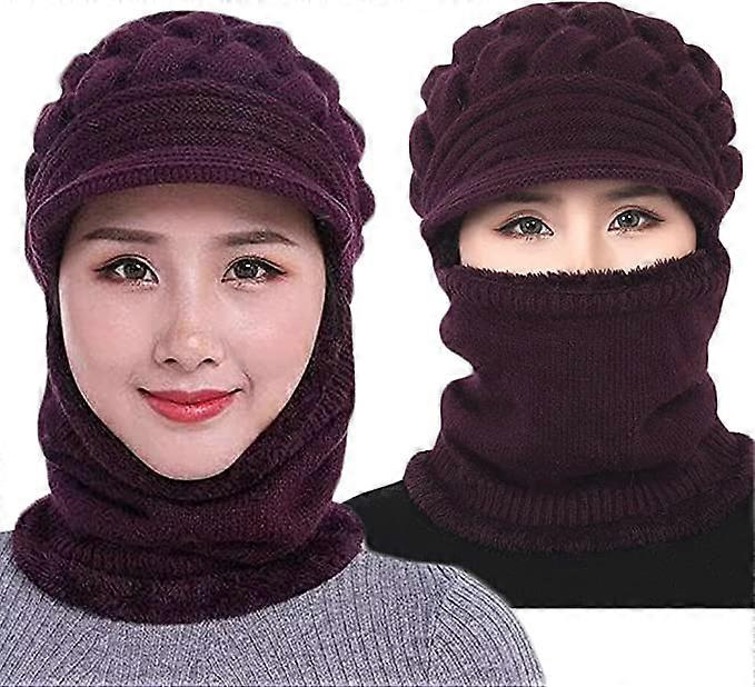 Dammössa med ullfoder, vintermössa, halsduk, maskset, damvintermössa