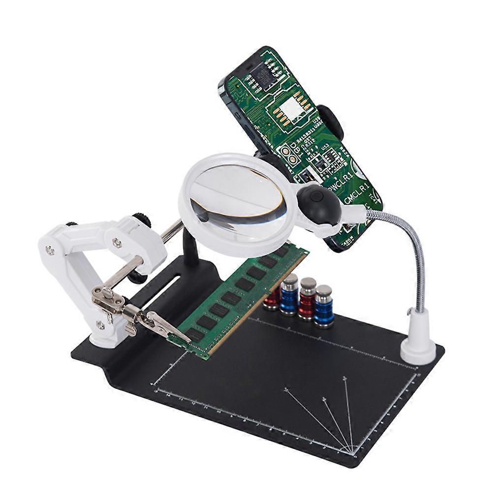 Soldering Welding-Magnifying Glass Auxiliary-Loupe Desktop Magnifier-with 2 LED