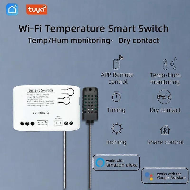 Tuya Smart 7-32V Temperature Humidity Switch Passive Dry Contact Relay ...