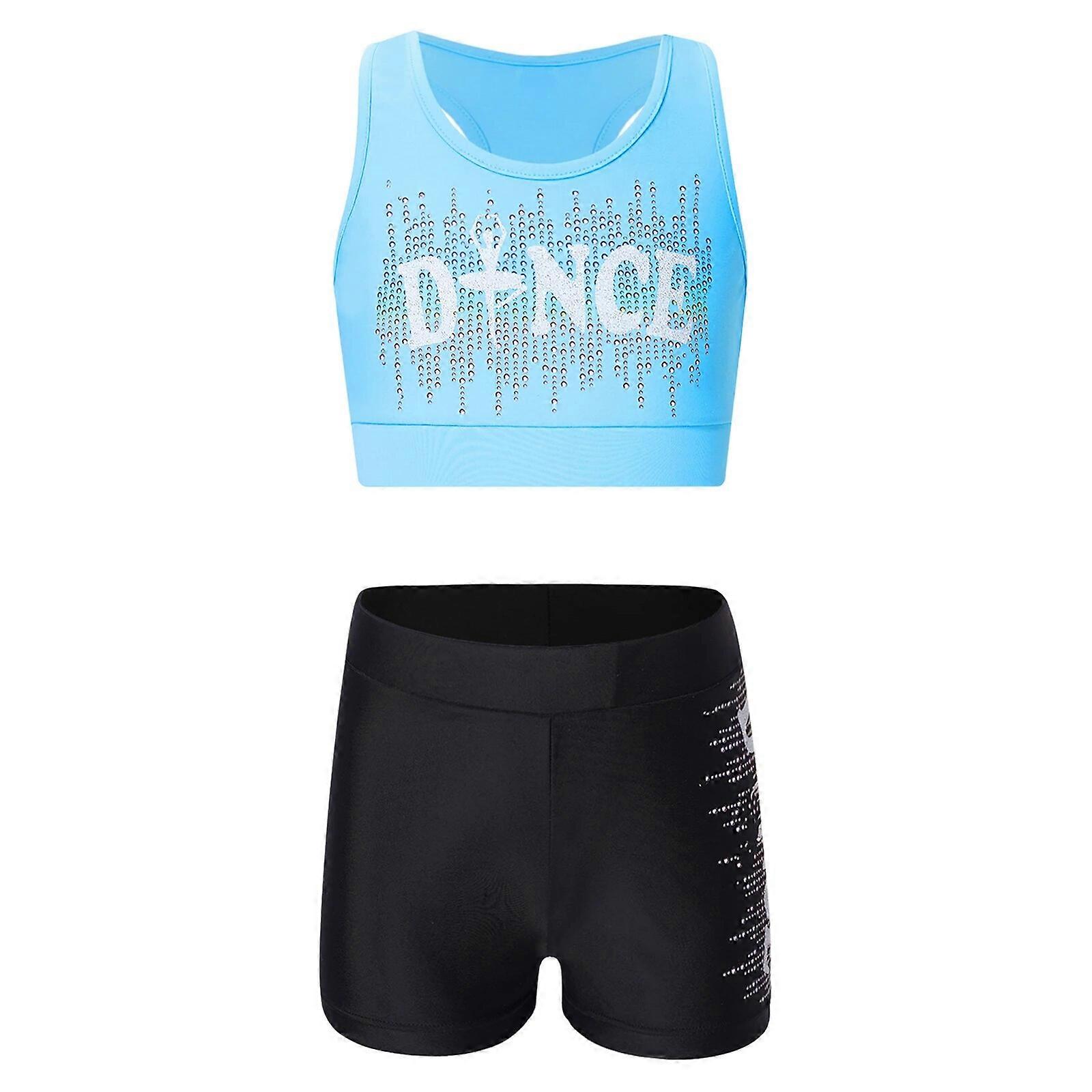 Παιδικά Κορίτσια Two Pieces Dancewear Αμάνικο Crop Tank Top Σορτς Προπόνηση Αθλητικά Σετ Παιδιά Γυμναστική Μπαλέτο Ρούχα χορού