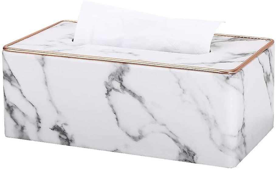 Rectangular Leather Tissue Box (gray Marble Pattern)