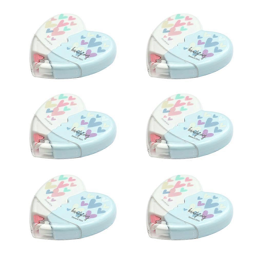 6Pcs 10m Heart Shaped Correction Tape Useful Correction Tape Eraser School Stationery Accessories Random Color