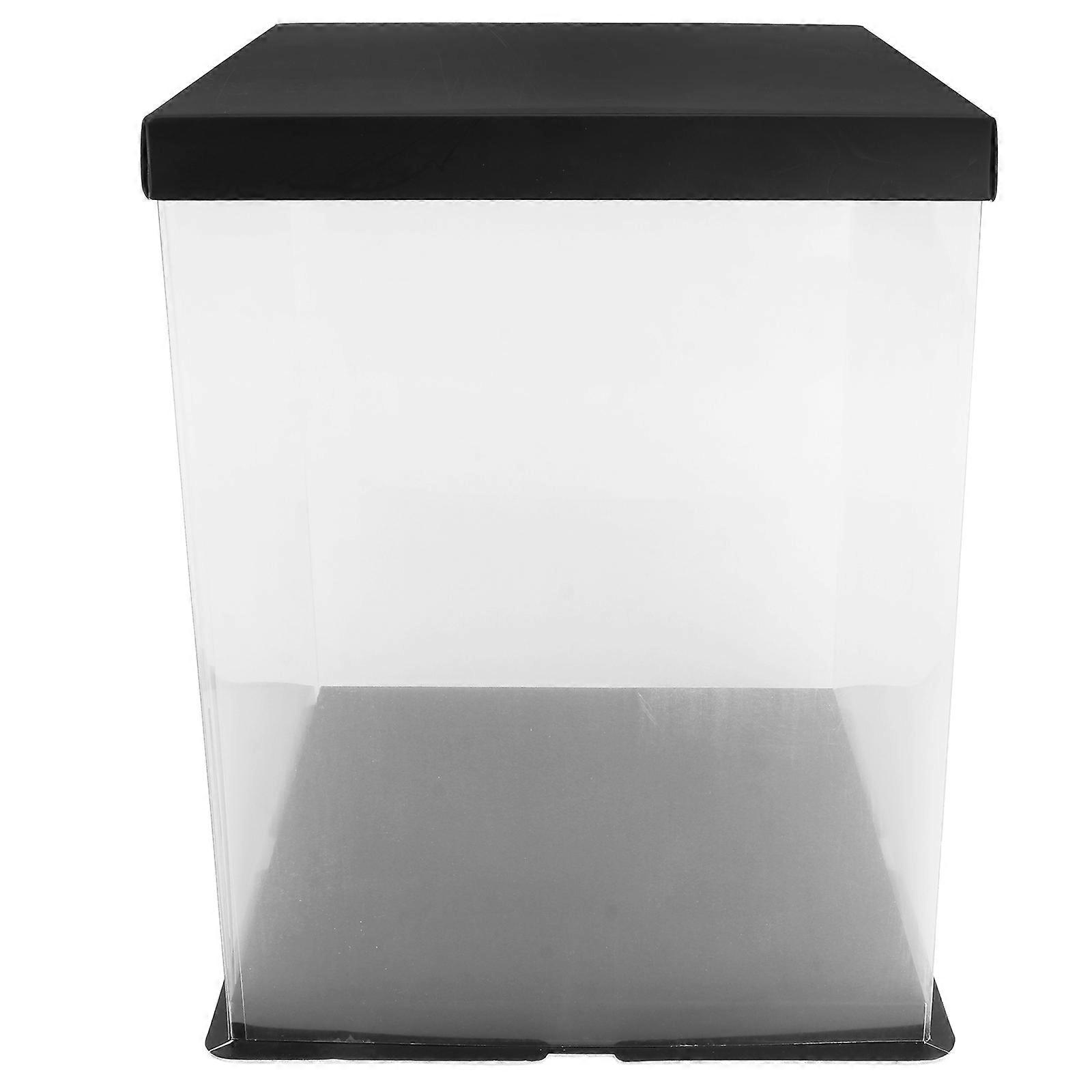 1Set Transparent Cake Storage Box Creative Heighten Baking Container Black