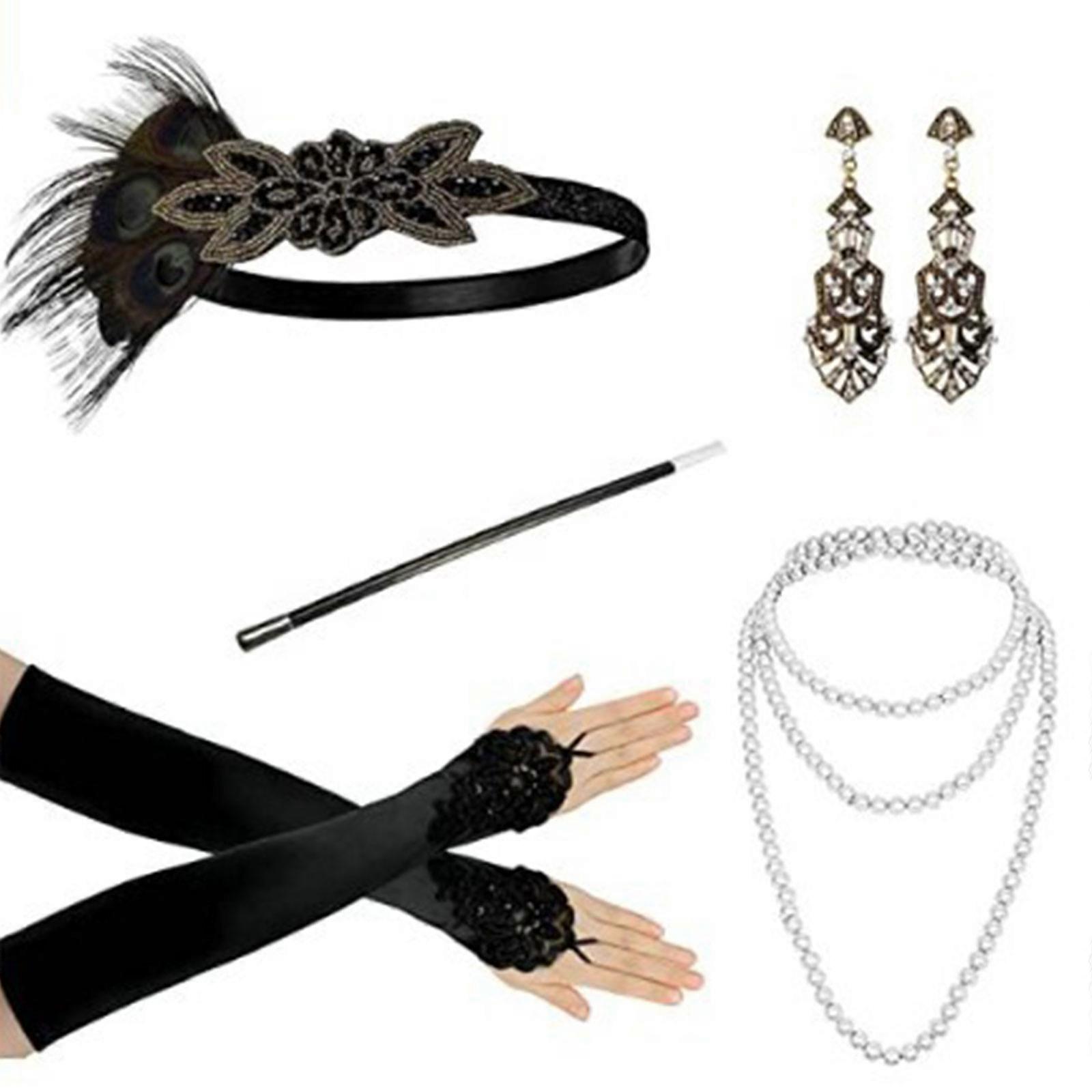 1920-tallet Flott Gatsby tilbehør sett for kvinner Flapper hodeplagg hodebånd