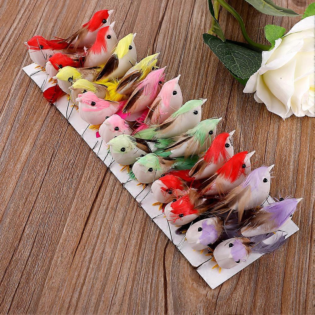 24 Pcs DIY Craft Artificial Simulation Foam Birds Mini Ornaments