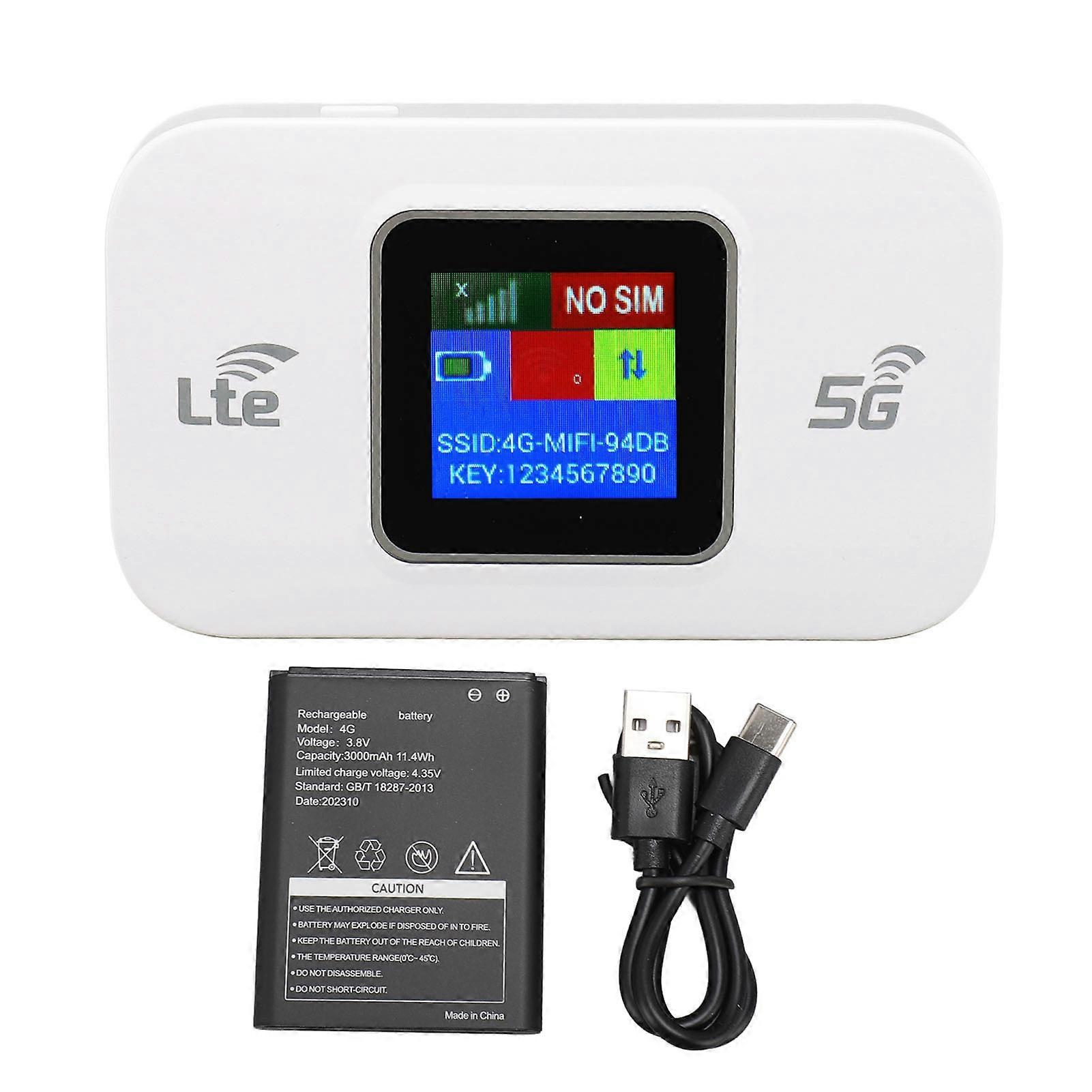 4G LTE Mobile WiFi Router Color Screen Mobile Hotspot Device Support 10 Users 3000mAh Portable Travel WiFi Routers for Phones Laptop Tablet for Europ