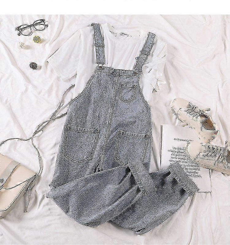 Kvinnor Capri Byxor Ankle Längd Bomull Overaller Jeans