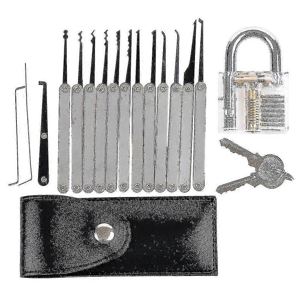 Locksmith Beginner 15 In 1 Lockpicking Training Tool Set Lockpicking Practice Tool Set With Crystal Padlock And Key
