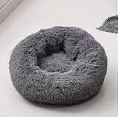 Köpek Kedi için Uyku Yuvarlak Sepet, Peluş Sepet Yastık Kalın Yatak Kış Yuvarlak Pet Yatak (XS / 40cm, Koyu Gri)