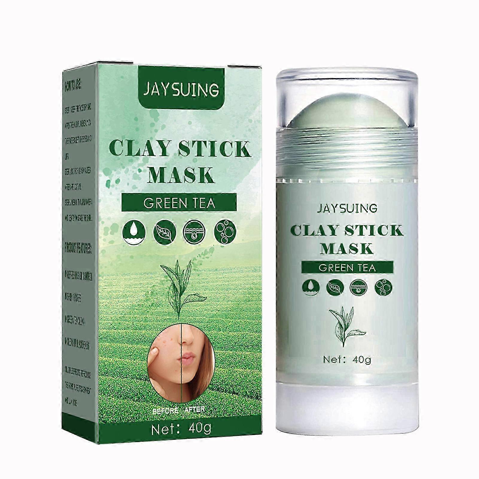 JAYSUING 1PCS Clay Stick Green Tea M-ask Blackhead Remover Deep Pore Cleansing for All Skin Types
