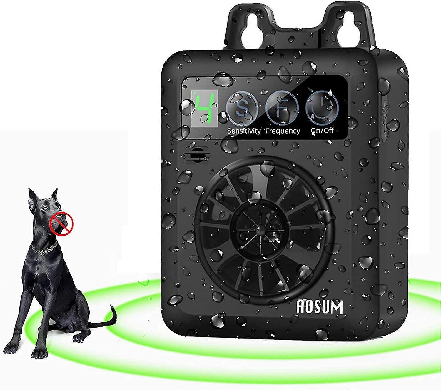 Generic Anti Barking Device,AOSUM Ultrasonic Dog Control Device IndoorOutdoor Waterproof for Small, Medium Dogs with 4 Adjustable Sensitivity Frequenc