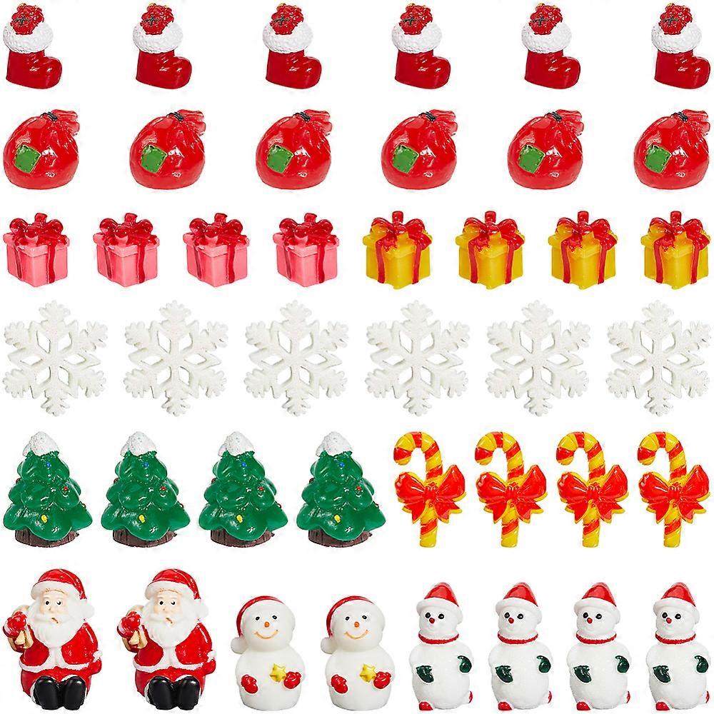 Christmas Resin Sculpture Ornaments for Home Office Desk Decorations Mixed Shapes Mixed Color 12.5~30x12.5~18.5x5.5~14.5mm