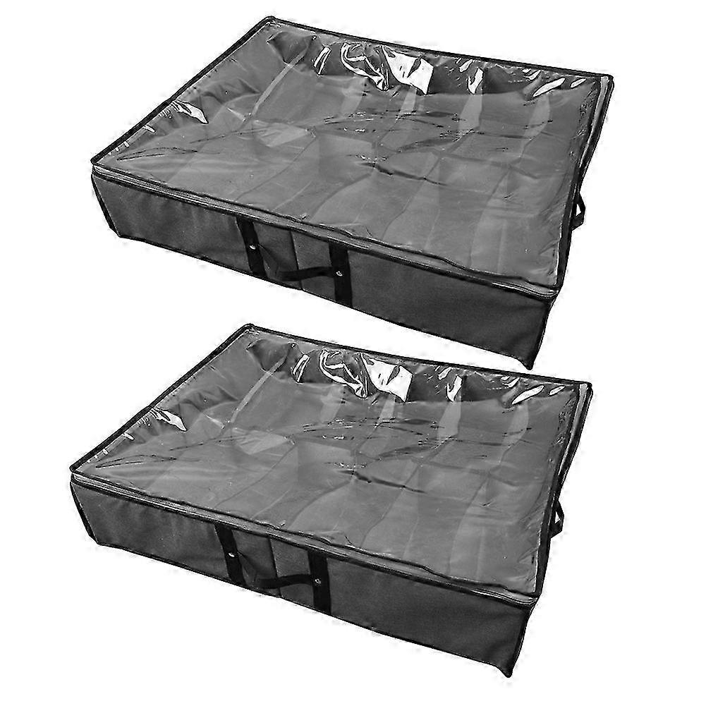 Under Bed Shoe Storage Organizer 2,shoes Storage Solution With Clear Window, Breathable,foldable Sh