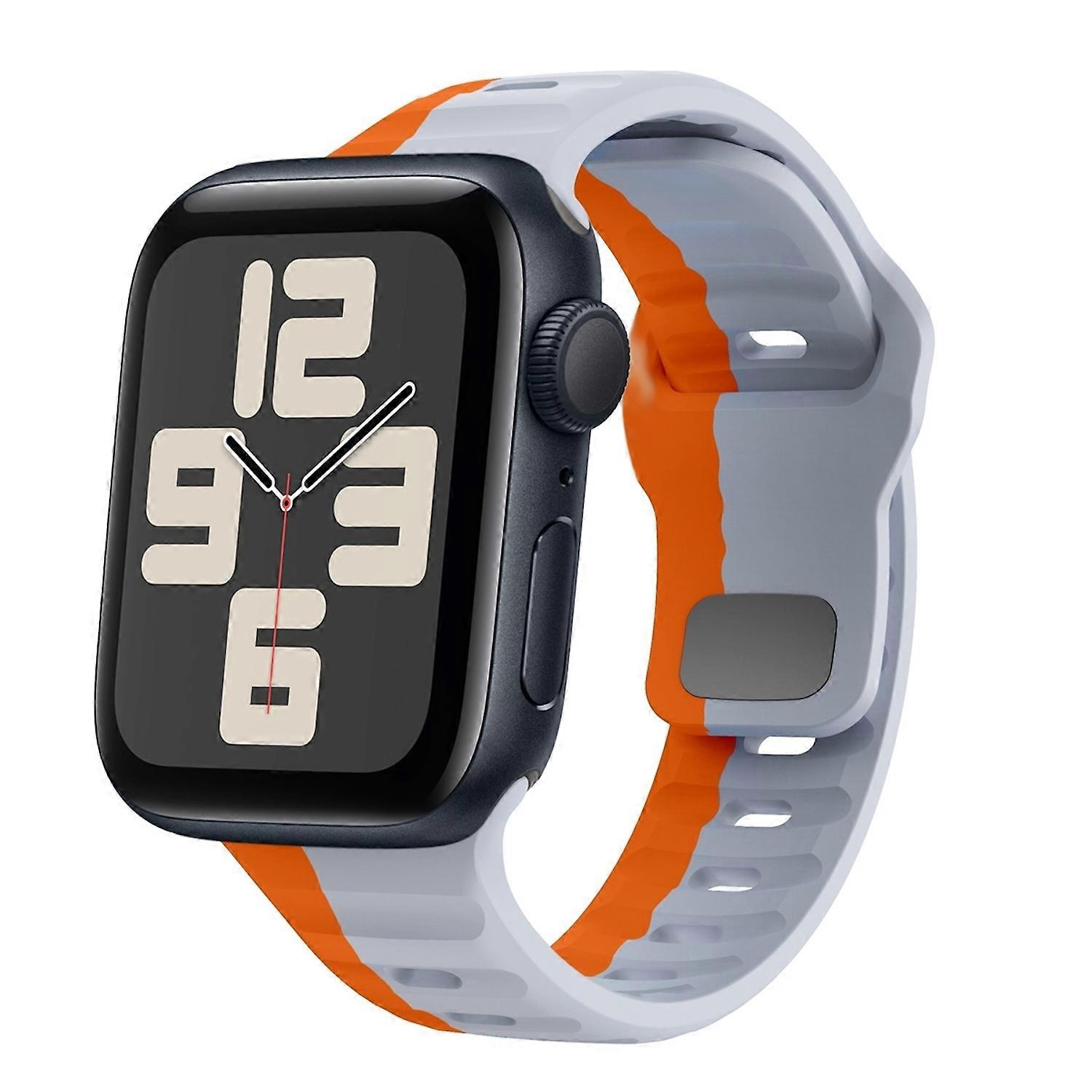 For Apple Watch SE 2023 44mm Silicone Wave Structure Bracelet Gray