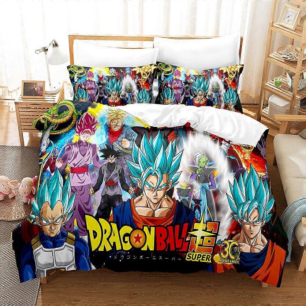 v46 ملاءات سرير طقم مفروشات دراغون بول أغطية لحاف لحاف أغطية وسائدطقم مفروشات من 3 قطع (1 غطاء لحاف + 2 وسادة) y46