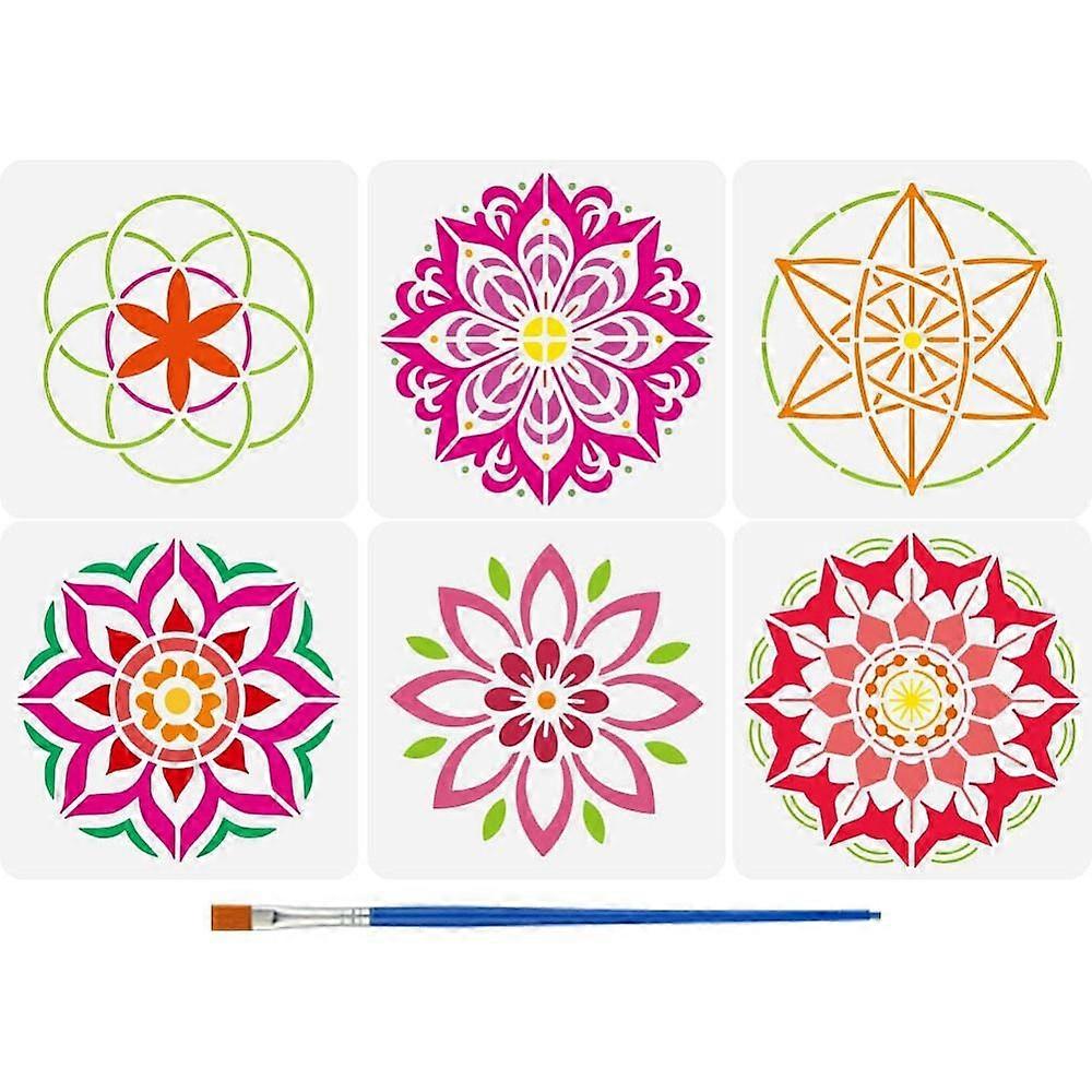 6Pcs 6 Styles MexicanTheme PET Hollow Out Drawing Painting Stencils for DIY Scrapbook Photo Album Star & Cactus & Horse & Hat & boot & Man Flower of L
