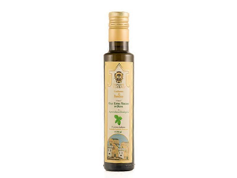Organic condiment based on extra virgin olive oil flavored with Basil