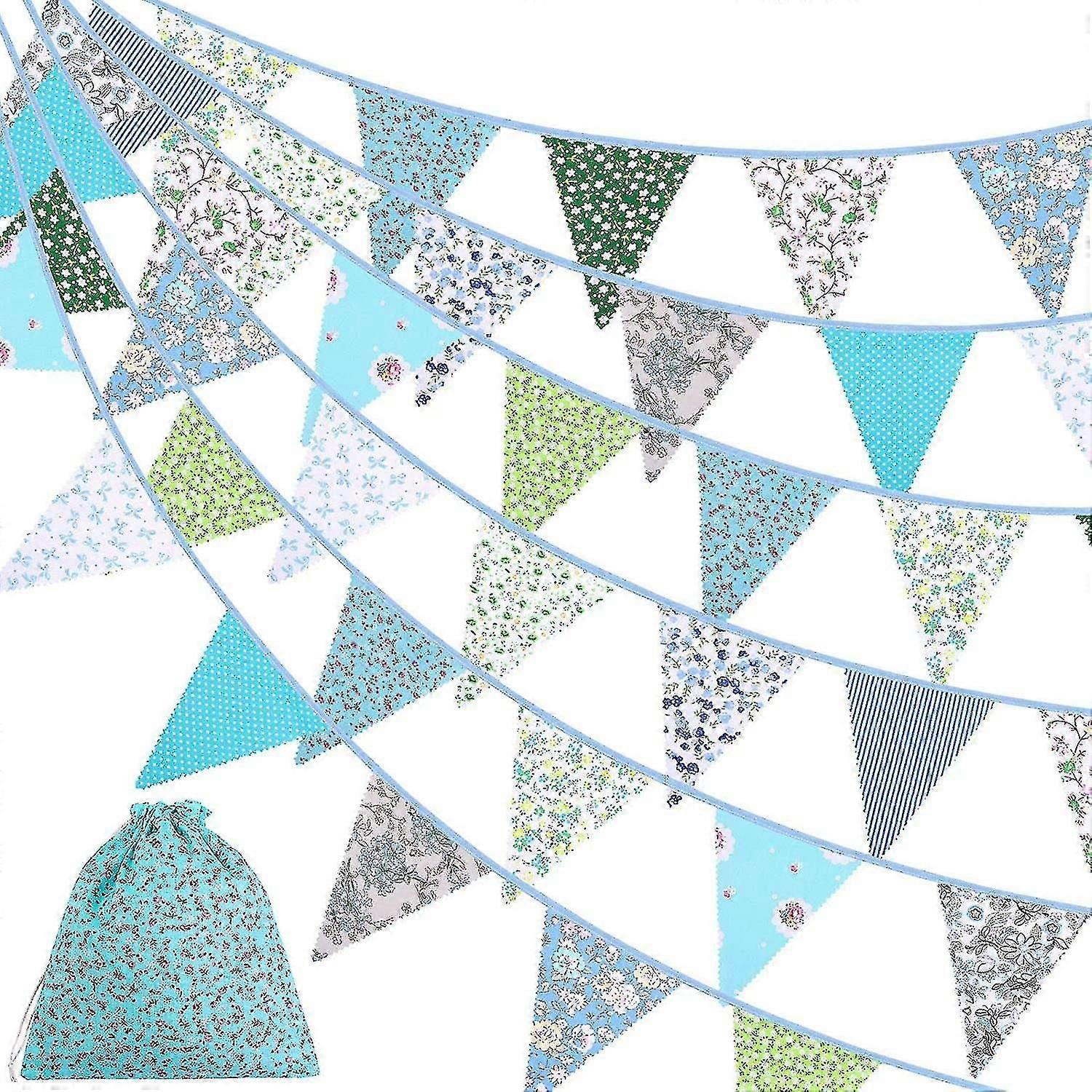 40 Feet Fa Bunting Vinta Bunting Fl Pennants Triple-ered S For Birthd