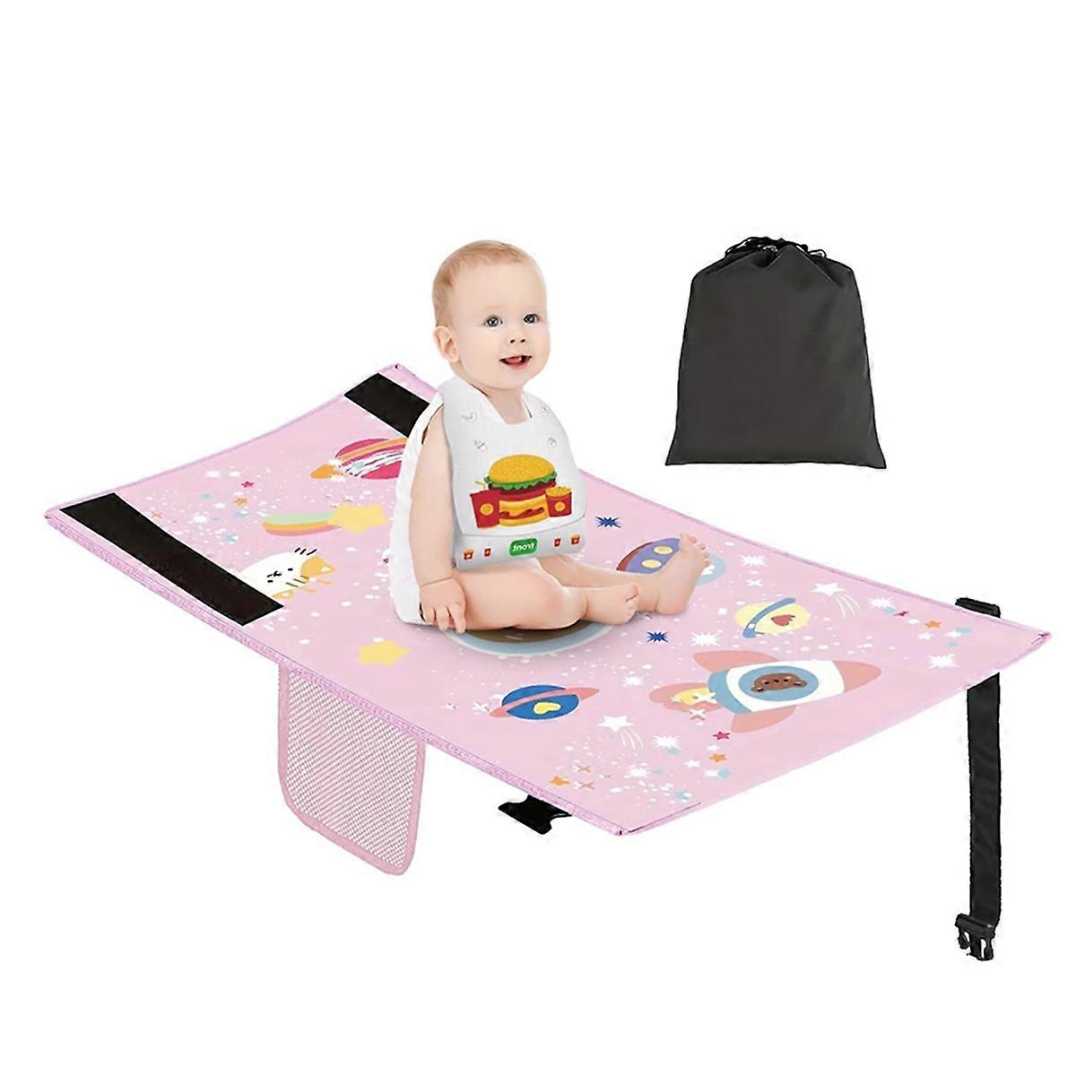 Extensor de assento de avião para crianças, cama de avião para bebês, extensor de assento de avião para bebês, itens essenciais para viagens - rosa portátil