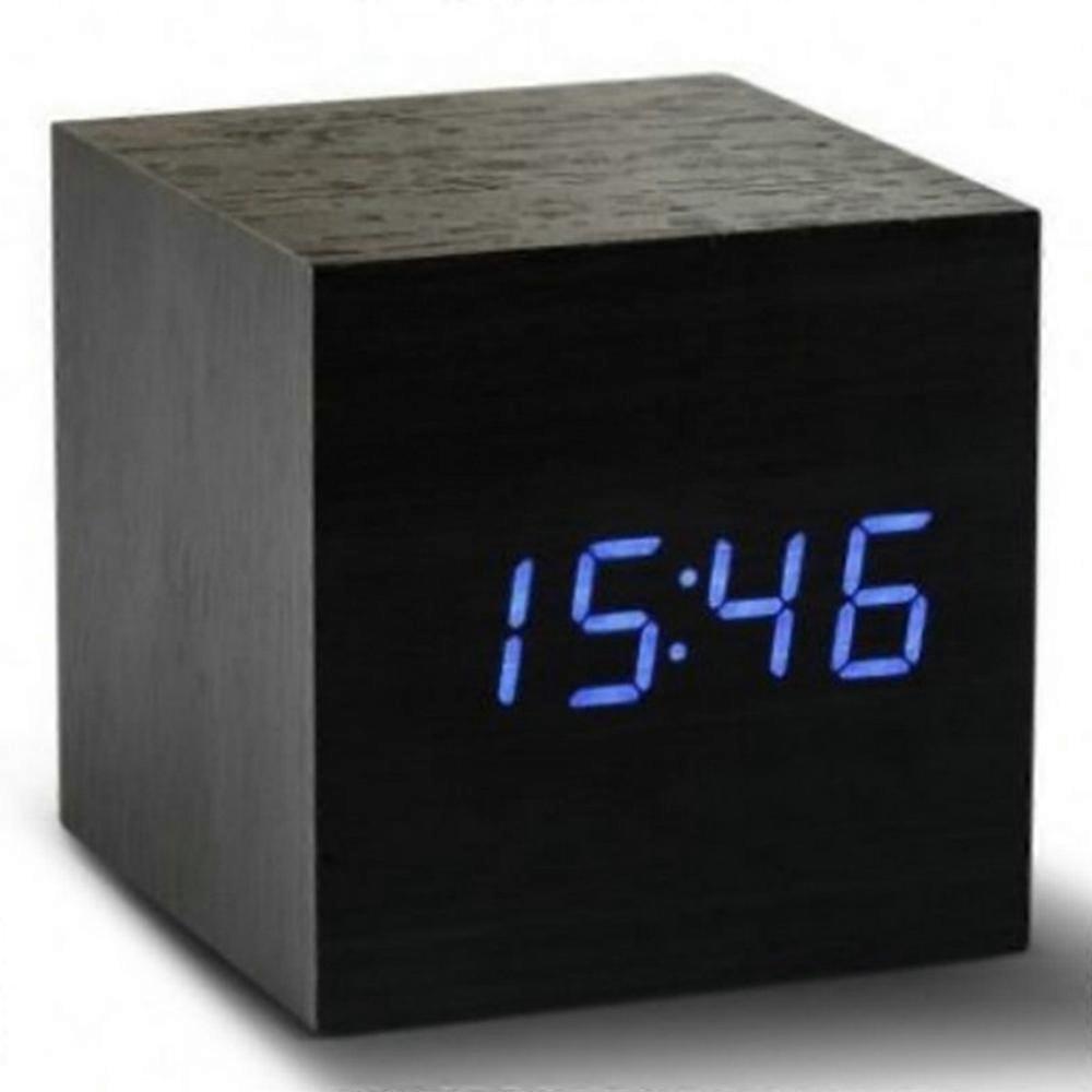Stylish Sound-Activated Wooden Cube Clock