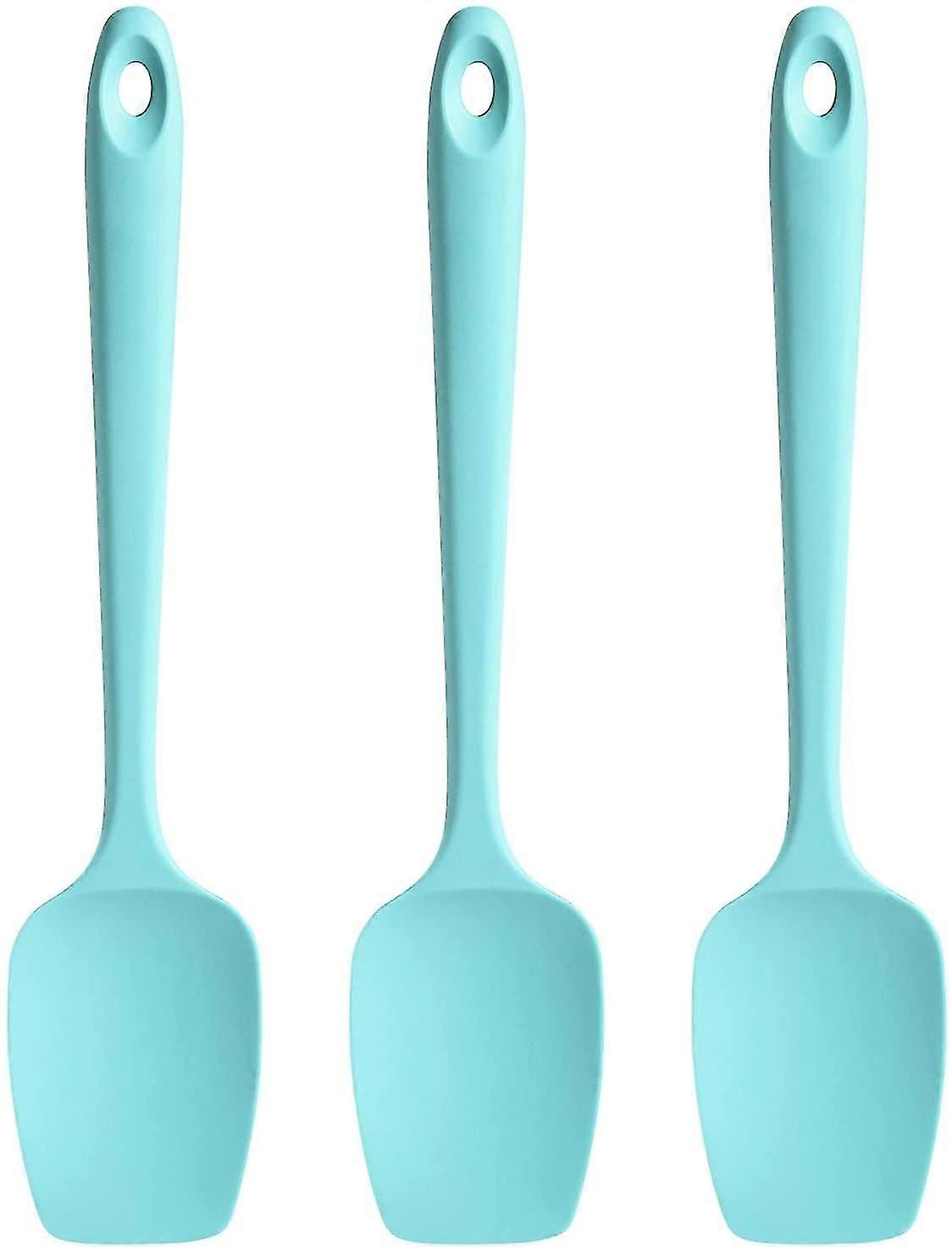 مجموعة ملاعق ملعقة سيليكون ، خالية من مادة BPA من الدرجة الغذائية ، مقاومة للحرارة حتى 600 ، مجموعة أدوات المطبخ لخلط الخبز للطبخ من 3 (أزرق مخضر)