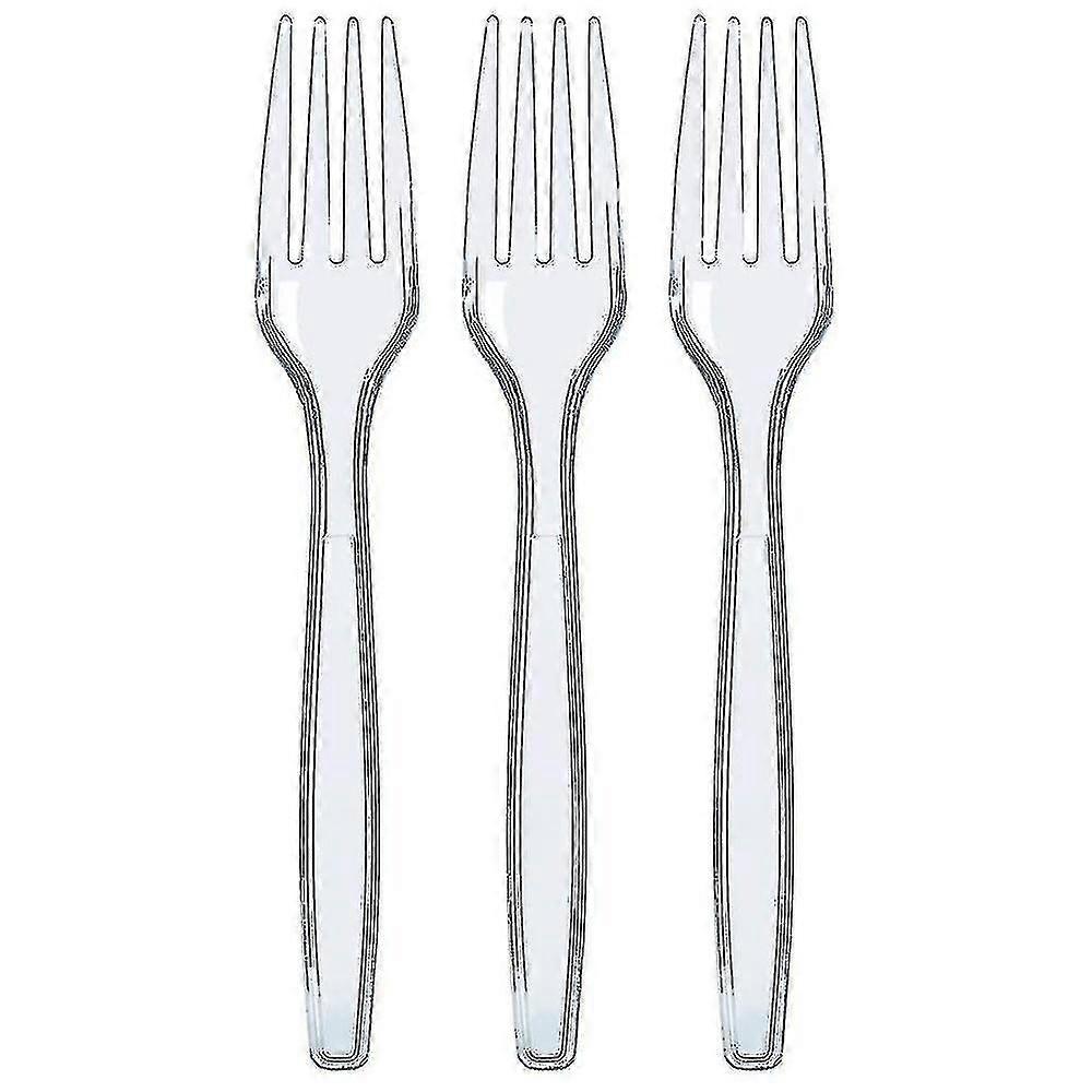 100個入り透明プラスチックフォーク 丈夫で耐久性があり再利用可能