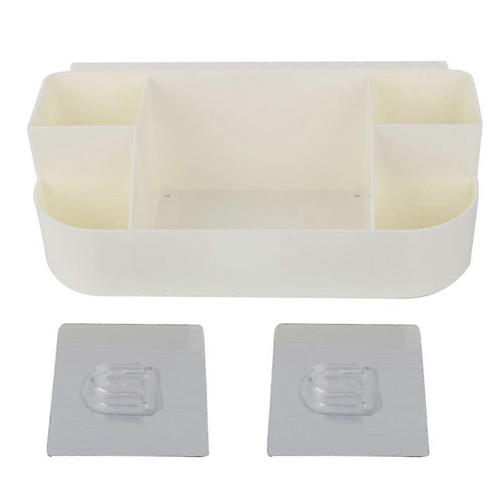 Wall Mounted Multiple Grids Storage Rack Shelf Organizer for Home Bathroom (White)