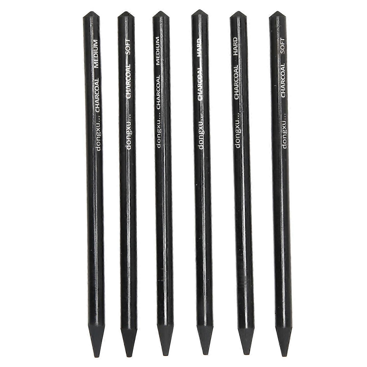 6pcs Charcoal Pencils Set Easy to Color Prevent Breakage Drawing Pencils for Sketching Drawing Shadi