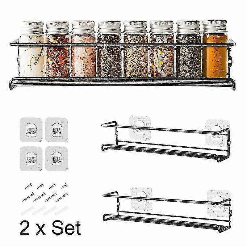 Hanging Kitchen Shelf Spice Holder Wall-mounted Cupboard Door Storage Rack 2pcs